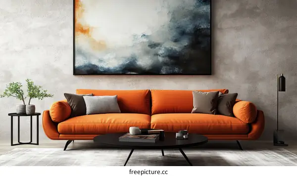 Modern Orange Sofa Living Room Interior Design