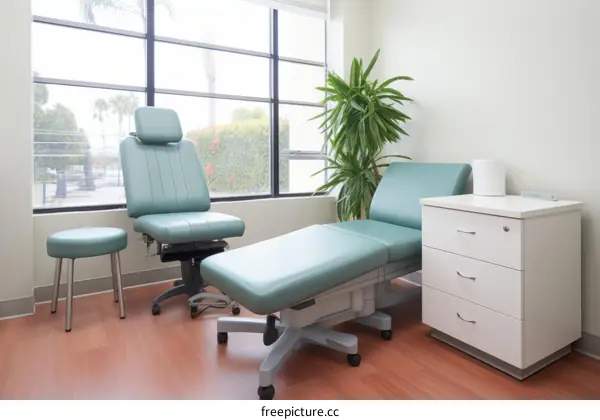 Medical Examination Room with Green Exam Table