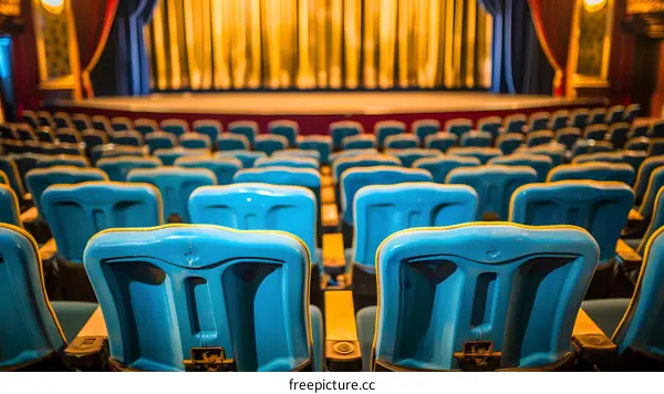 Empty Blue Seats In A Theater