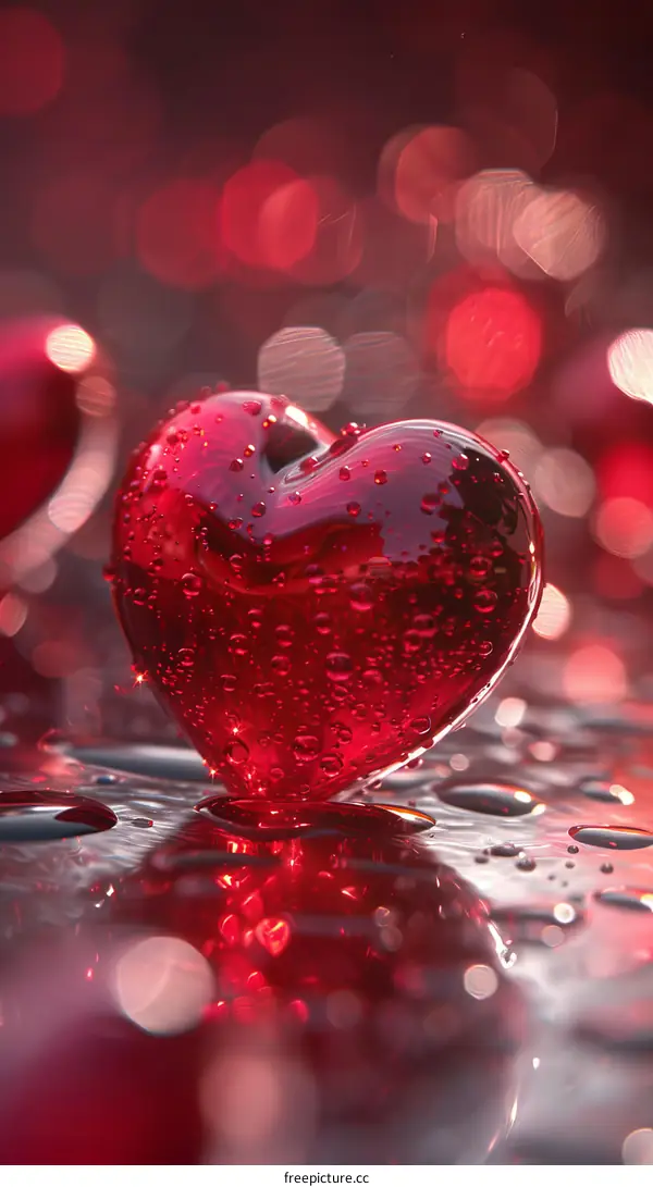 A vibrant heart shape in a captivating red backdrop