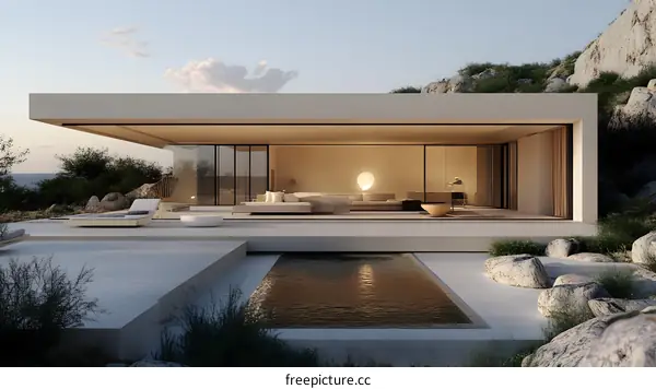 Minimalist Modern House with Pool and Mountain View