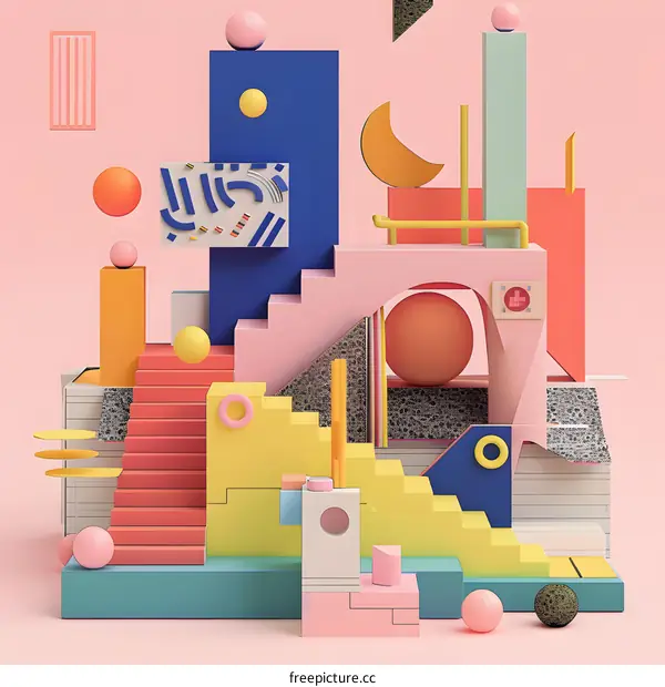 Abstract 3D Geometric Shapes Design Illustration