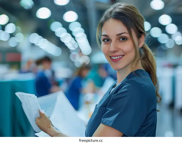 Portrait of a Confident Female Doctor in a Modern Hospital