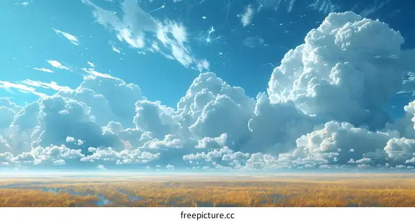 The golden prairie and the blue sky