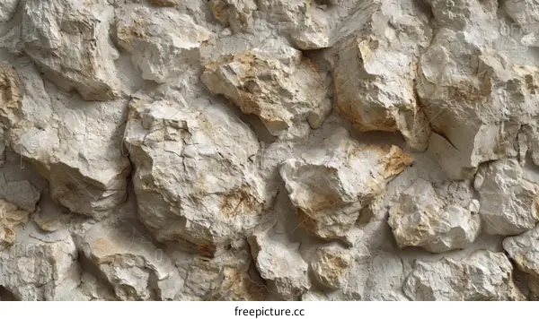 Rough light brown and white stone wall texture