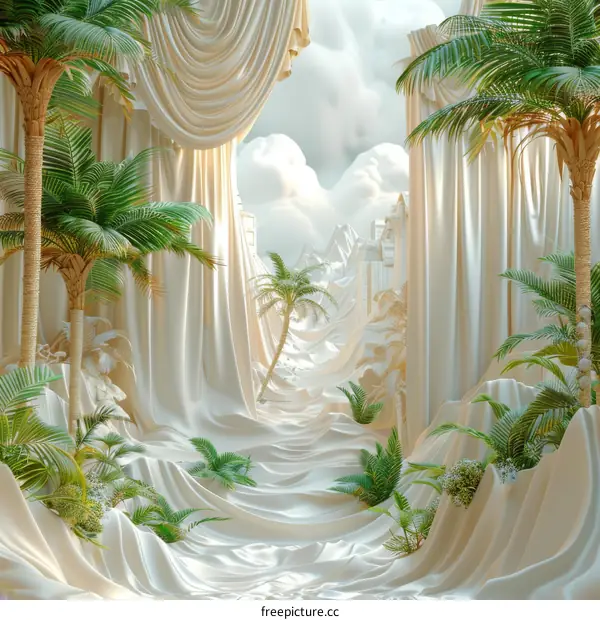 Abstract Desert Oasis Through Drapery