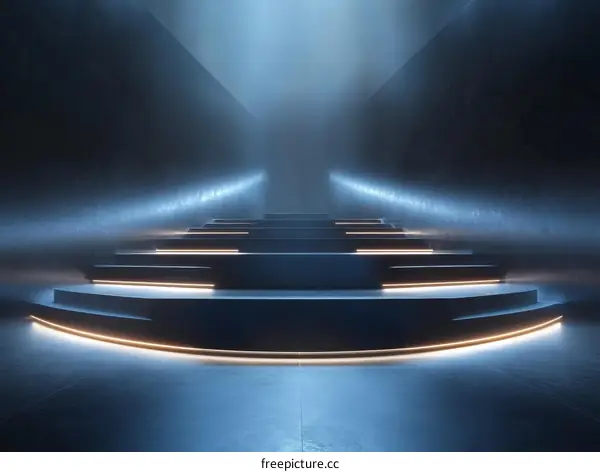 Abstract Futuristic Neon Steps
