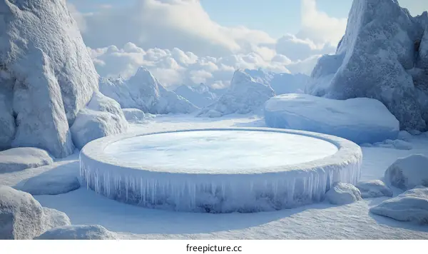 Winter Wonderland Frozen Ice Pool Landscape