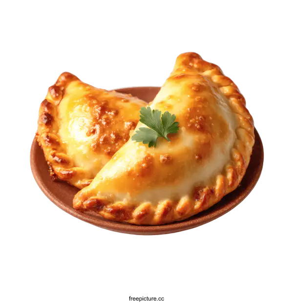 [Transparent Background PNG]Delicious Crispy Empanadas on a Plate