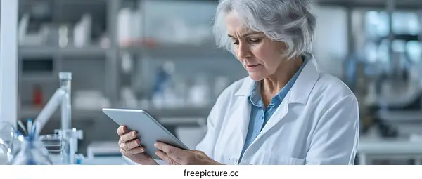 Senior Female Scientist Working in a Laboratory
