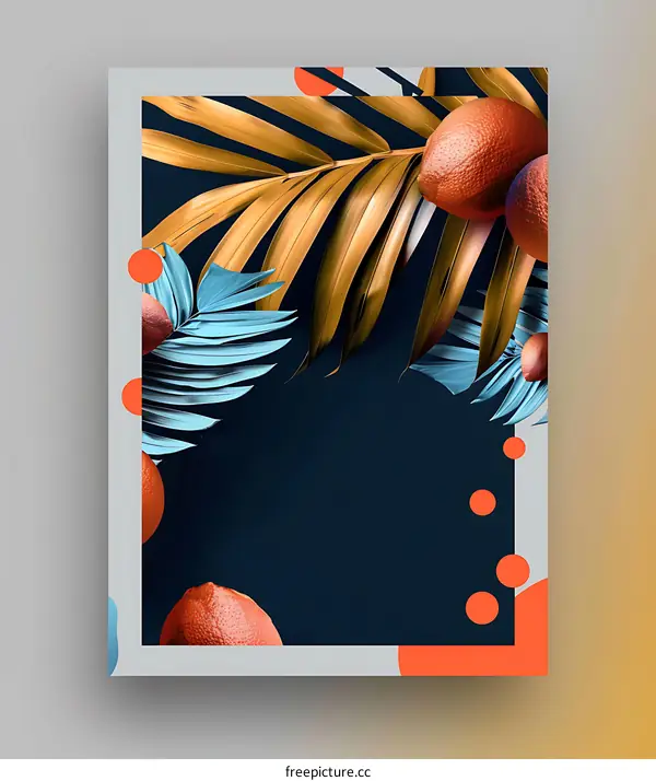 Tropical Leaves and Orange Fruits Poster Design