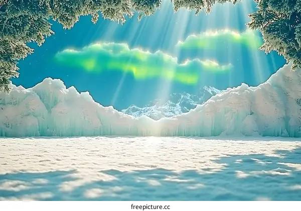 Aurora Borealis Winter Landscape