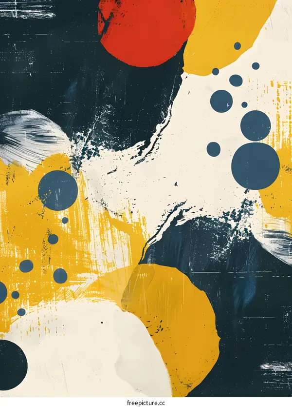 Abstract Geometric Shapes with Brush Strokes and Grunge Texture