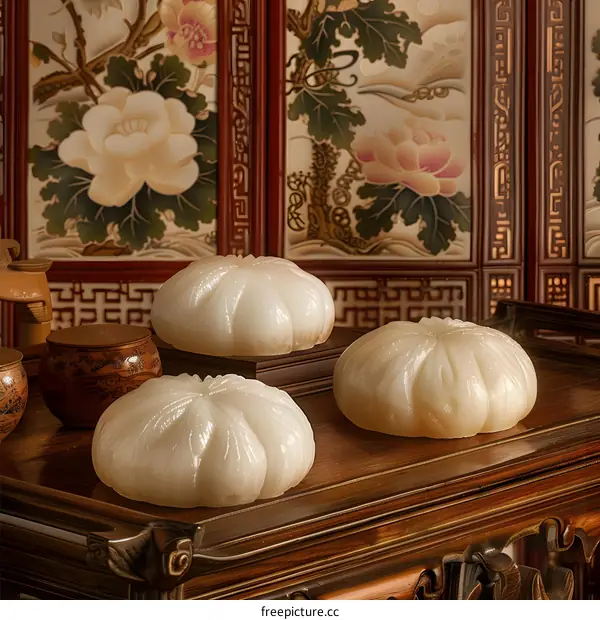 Traditional Chinese Pastry on Wooden Table