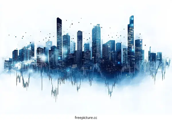 Digital Cityscape Skyline Illustration