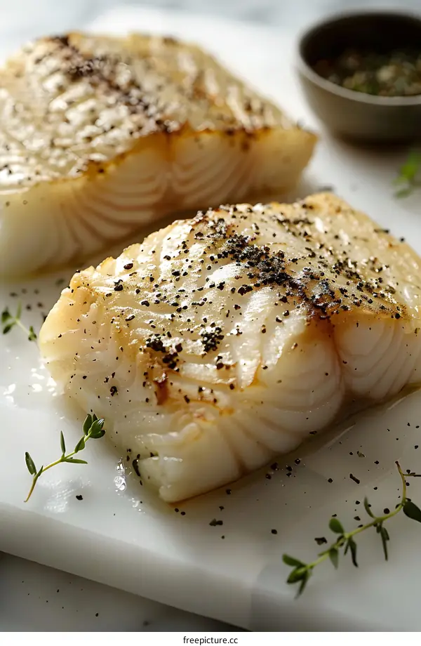 Grilled Cod Fillets on a Cutting Board
