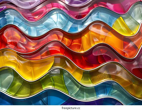 colorful wavy glass wall pattern