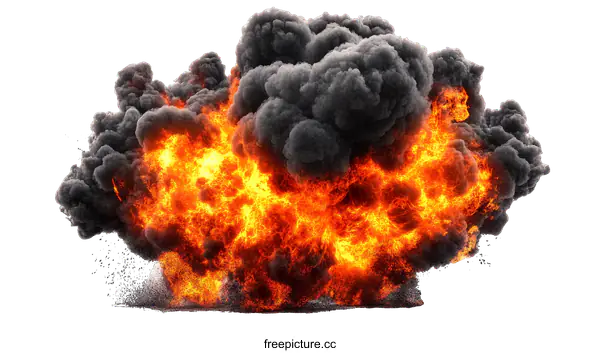 [Transparent Background PNG]Explosion of Fire and Smoke Illustration