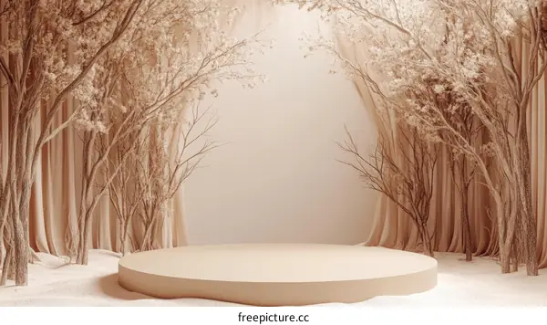 Beige Minimalist Product Display with Trees