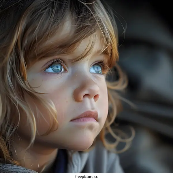 Portrait of a beautiful child with blue eyes