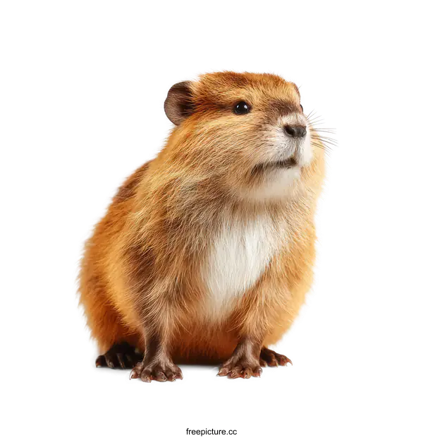 [Transparent Background PNG]Close-up of a Cute Muskrat Against a White Background