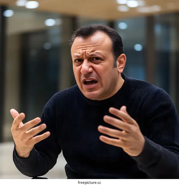 Angry Man Gesturing With His Hands