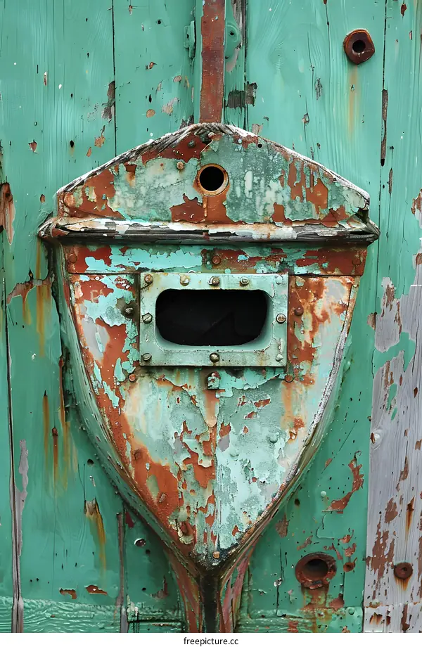 Green Peeling Paint on Old Wooden Boat