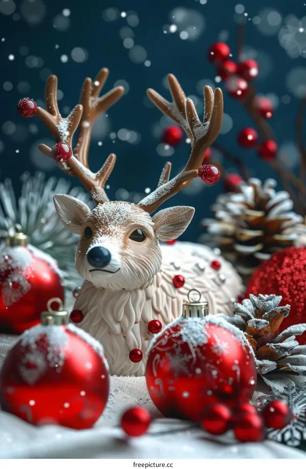 Christmas Decoration with Reindeer and Ornaments