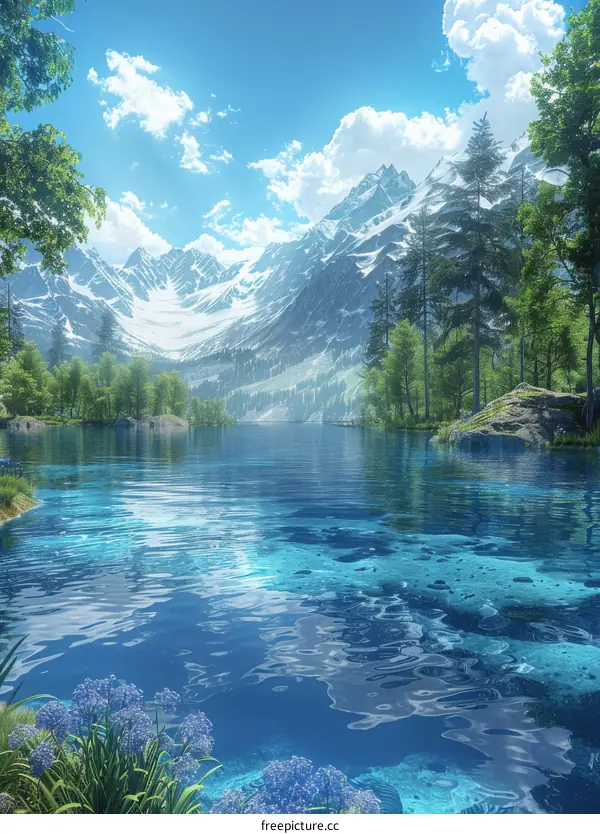 Serene Mountain Lake Landscape