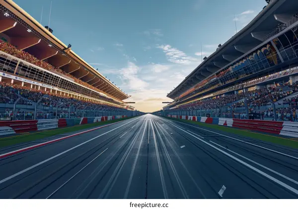 Empty Grandstands at a Formula One Race Track