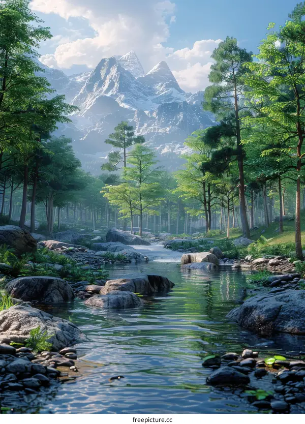 Majestic Mountain Landscape with River
