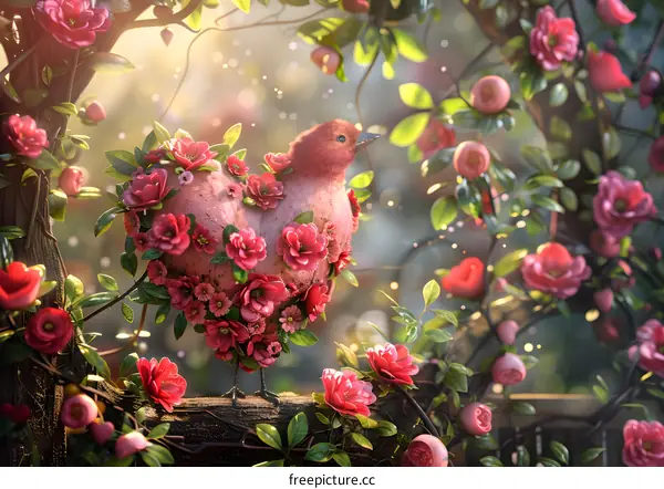 Bird with flowers