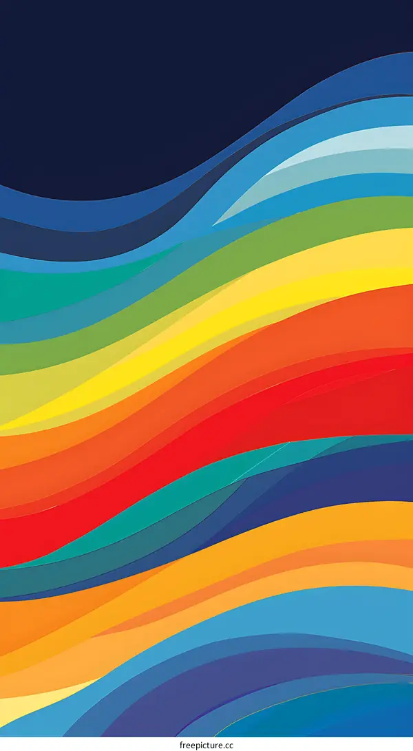 Abstract Background with Curved Rainbow Lines