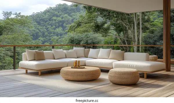 Modern Outdoor Sectional Sofa Set with Mountain View