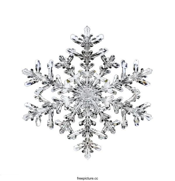 [Transparent Background PNG]Macro Photography of a Silver Snowflake