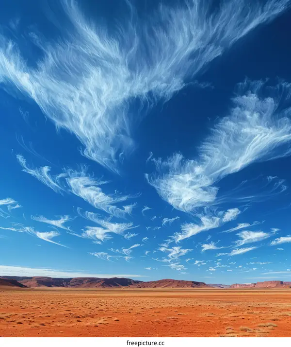 White Clouds over Arid Desert Landscape