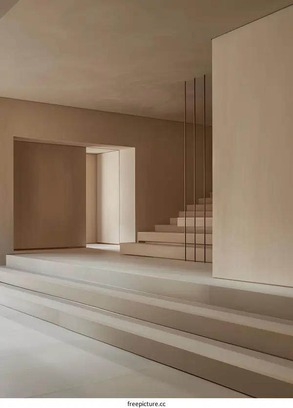 Minimalist Interior Design with Wooden Walls and Stairs