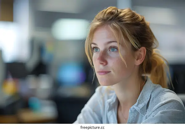 portrait of a young woman looking away
