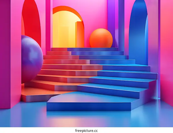 Geometric Shapes Arranged as Stairs