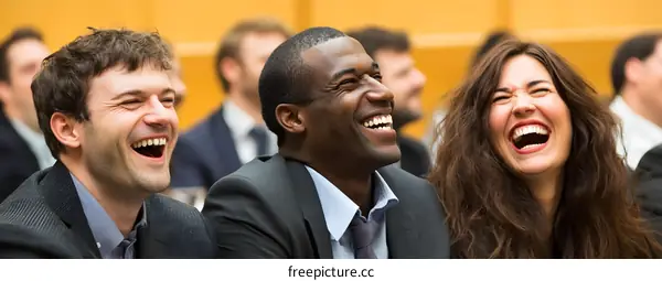 Group of People Laughing Together in Business Meeting