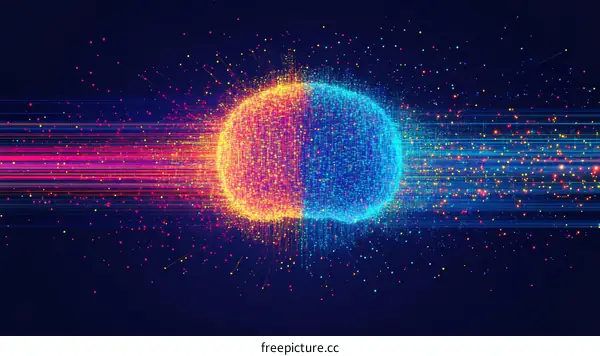 Abstract Digital Sphere with Colorful Lines