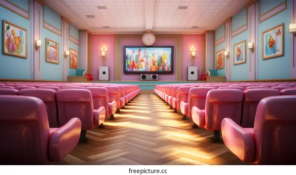 Retro Pink and Blue Empty Theater
