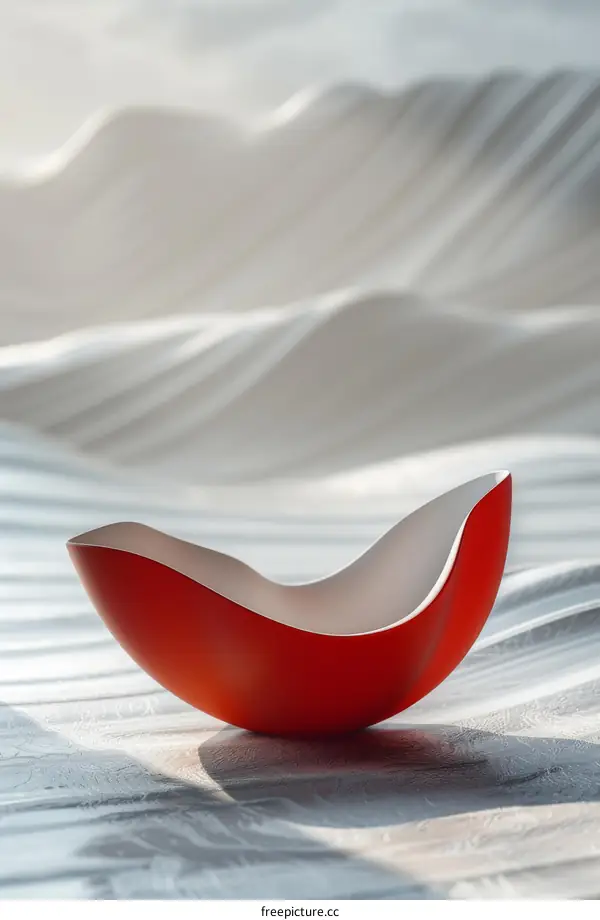 Abstract Red and White Bowl Design