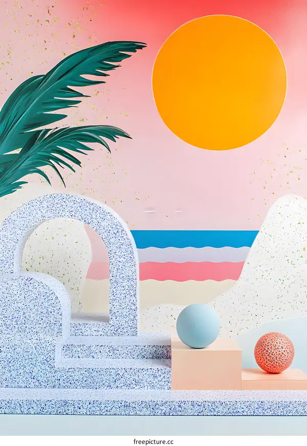 Abstract Geometric Shapes with Summer Theme