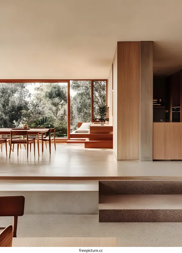 Modern Minimalist Interior Design with Large Windows and Wooden Floors