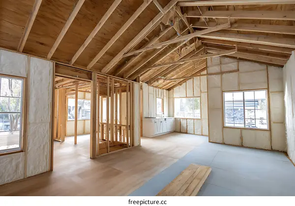 Under Construction Interior Home with Insulation