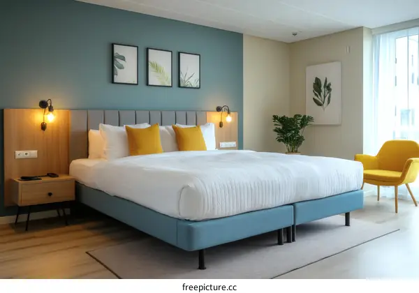 Modern Hotel Bedroom with Stylish Decor