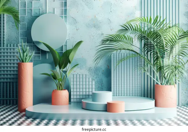 Modern Abstract Plant Display Scene