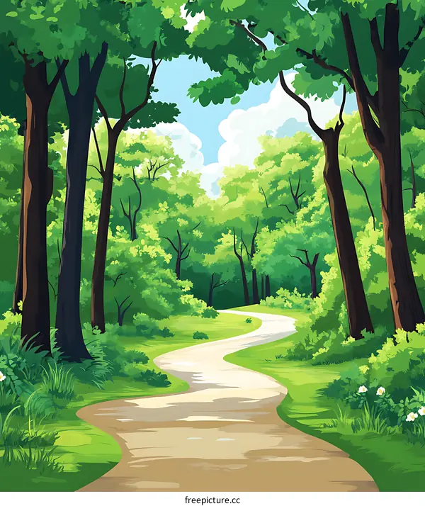 Green Forest Path Illustration
