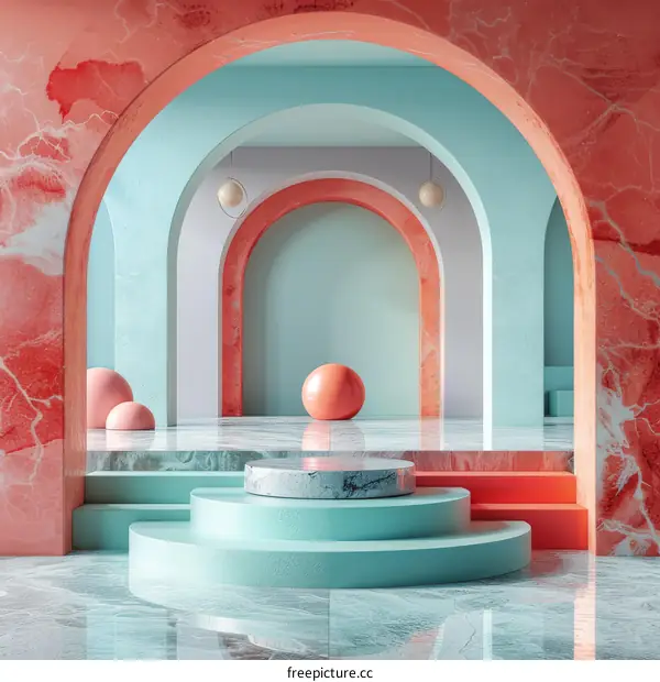 Abstract Interior Design Scene with Marble